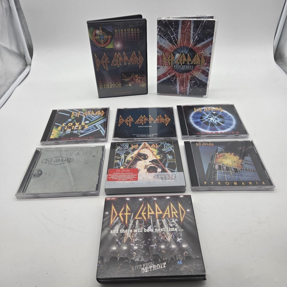 Def Leppard Hysteria Deluxe Pyromania Adrenalize CD Historia DVD Lot